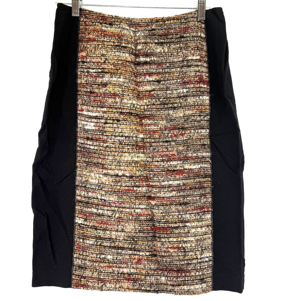 Lafayette 148 New York Skirt Wool Alpaca Tweed Black Gold Pencil Luxury Size 6